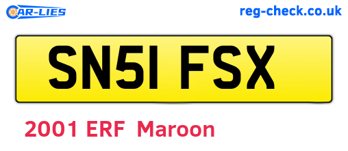 SN51FSX are the vehicle registration plates.