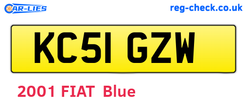 KC51GZW are the vehicle registration plates.