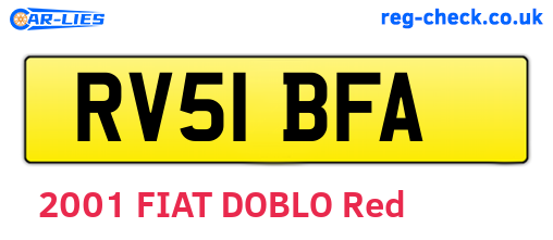 RV51BFA are the vehicle registration plates.