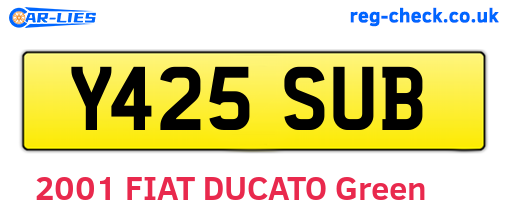 Y425SUB are the vehicle registration plates.