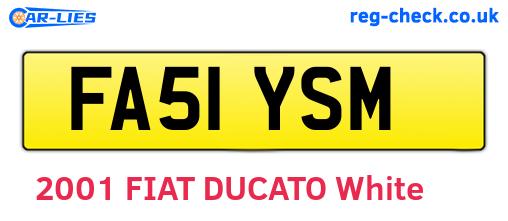 FA51YSM are the vehicle registration plates.