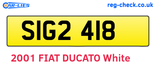SIG2418 are the vehicle registration plates.