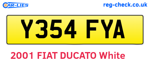 Y354FYA are the vehicle registration plates.