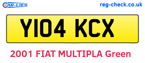 Y104KCX are the vehicle registration plates.