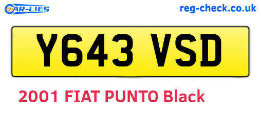 Y643VSD are the vehicle registration plates.