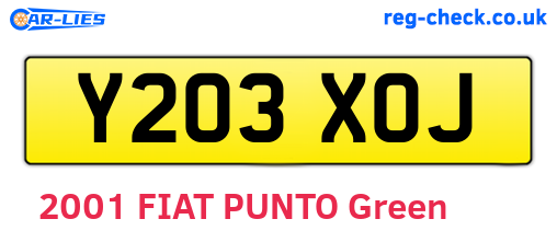 Y203XOJ are the vehicle registration plates.