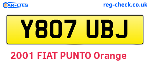 Y807UBJ are the vehicle registration plates.
