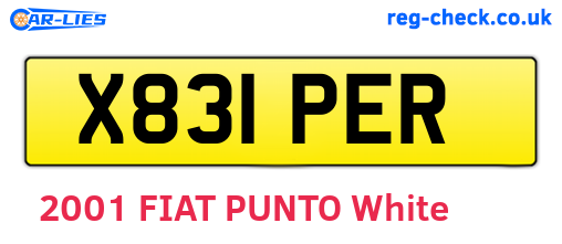 X831PER are the vehicle registration plates.
