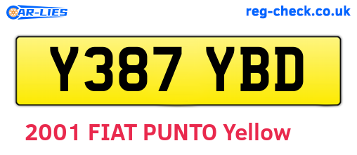 Y387YBD are the vehicle registration plates.