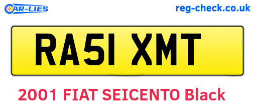 RA51XMT are the vehicle registration plates.