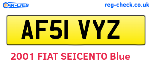AF51VYZ are the vehicle registration plates.