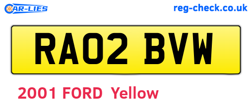 RA02BVW are the vehicle registration plates.