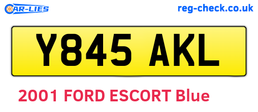 Y845AKL are the vehicle registration plates.