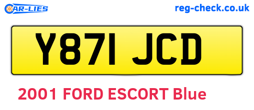 Y871JCD are the vehicle registration plates.