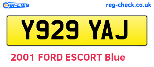 Y929YAJ are the vehicle registration plates.