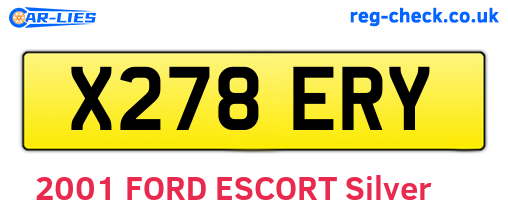 X278ERY are the vehicle registration plates.