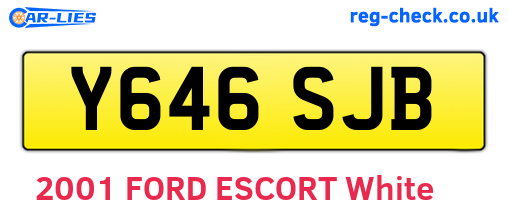 Y646SJB are the vehicle registration plates.