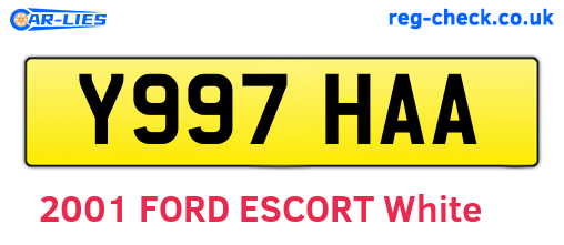 Y997HAA are the vehicle registration plates.
