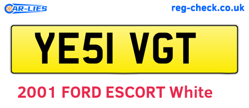 YE51VGT are the vehicle registration plates.