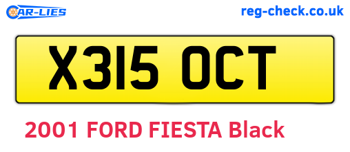 X315OCT are the vehicle registration plates.