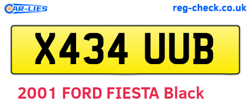 X434UUB are the vehicle registration plates.