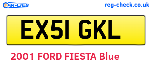 EX51GKL are the vehicle registration plates.