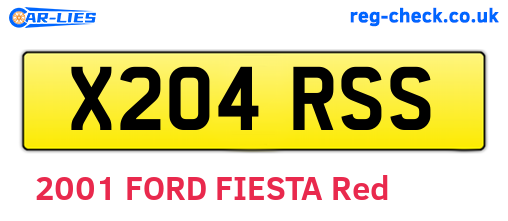X204RSS are the vehicle registration plates.