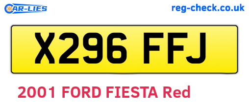 X296FFJ are the vehicle registration plates.
