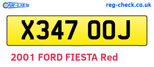X347OOJ are the vehicle registration plates.