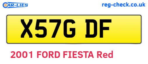 X57GDF are the vehicle registration plates.