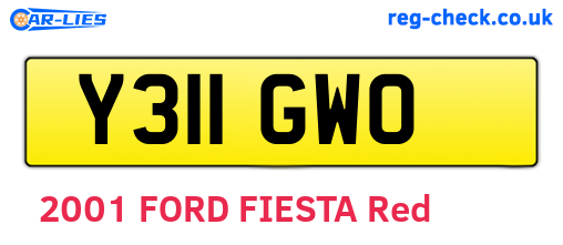 Y311GWO are the vehicle registration plates.