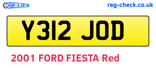 Y312JOD are the vehicle registration plates.