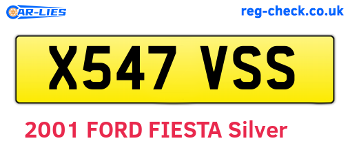 X547VSS are the vehicle registration plates.