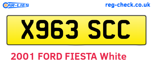 X963SCC are the vehicle registration plates.