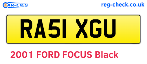 RA51XGU are the vehicle registration plates.
