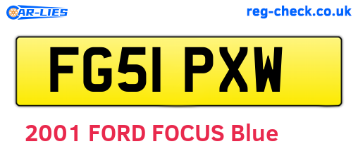 FG51PXW are the vehicle registration plates.