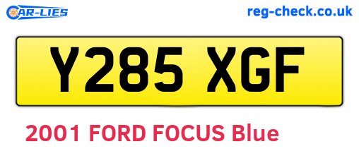 Y285XGF are the vehicle registration plates.
