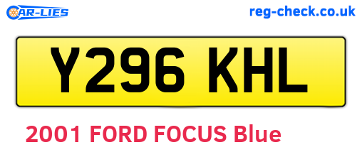 Y296KHL are the vehicle registration plates.