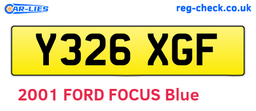Y326XGF are the vehicle registration plates.