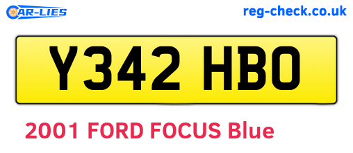 Y342HBO are the vehicle registration plates.