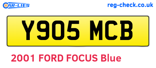 Y905MCB are the vehicle registration plates.