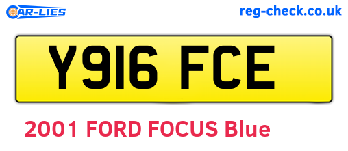 Y916FCE are the vehicle registration plates.