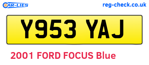 Y953YAJ are the vehicle registration plates.
