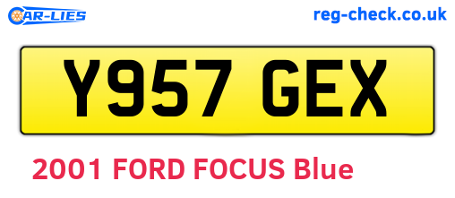 Y957GEX are the vehicle registration plates.