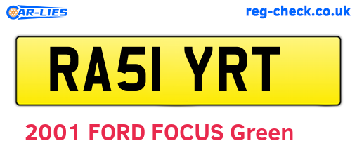 RA51YRT are the vehicle registration plates.