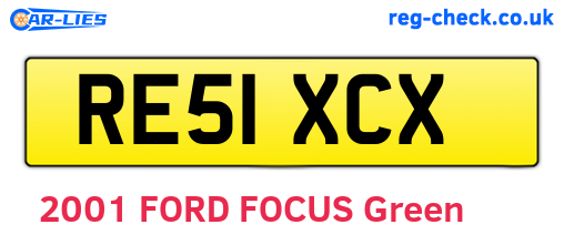 RE51XCX are the vehicle registration plates.