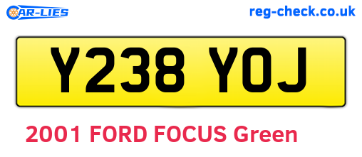 Y238YOJ are the vehicle registration plates.
