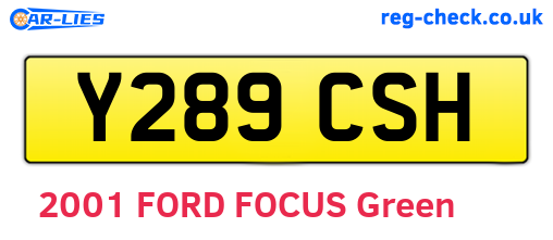 Y289CSH are the vehicle registration plates.