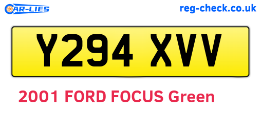 Y294XVV are the vehicle registration plates.