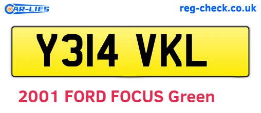 Y314VKL are the vehicle registration plates.